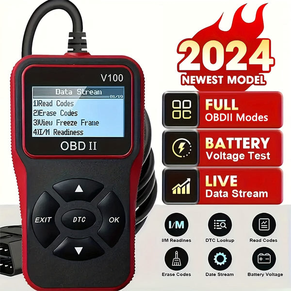 Planet Gates Black Red Automotive OBD2 Diagnose Scanner Code Reader Engine Fault Code Reader Scanner Can Diagnose Scan Tool For All OBD II Protocol Cars Since 1996, I/M Readiness, Battery Test, Read Code Erase Code Etc.