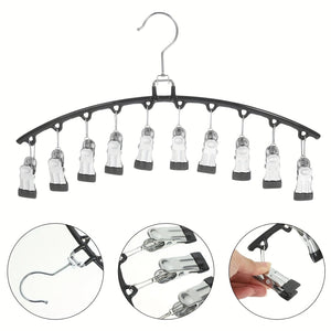 Planet Gates Black Rotatable 1pc Pants Hangers With 10 Clips, For Holding Leggings/Jeans/Hats, Household Space Saving For Organization Of Bedroom, Bathroom, Closet, Wardrobe, Home, Dorm, Travel