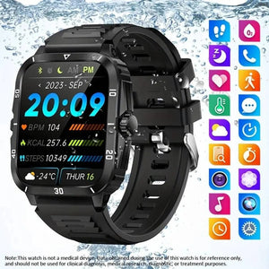 Planet Gates black SENBONO Military Smart Watch Men IP68 3ATM Waterproof Outdoor Sports Fitness Tracker 24H Health Monitor Smartwatch Men 430mAh