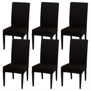 Planet Gates Black / Set  Of  6 4pcs Set/6pcs Set Milk Silk Elastic Home Kitchen Dining Chair Slipcover, Chair Cover, Furniture Protector For Wedding Office Living Room Hotel Home Decor