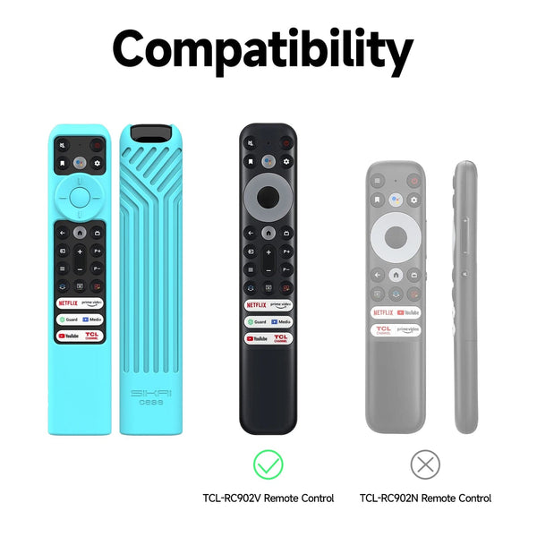 Planet Gates Black Silicon Remote Case for TCL TV Remote Control RC902V FMR1 Google Android Smart QLED Voice TV Protective Cover Environmentally