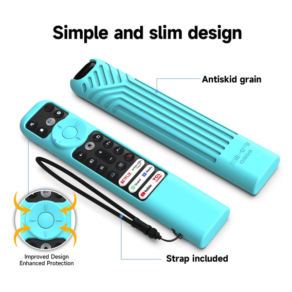 Planet Gates Black Silicon Remote Case for TCL TV Remote Control RC902V FMR1 Google Android Smart QLED Voice TV Protective Cover Environmentally