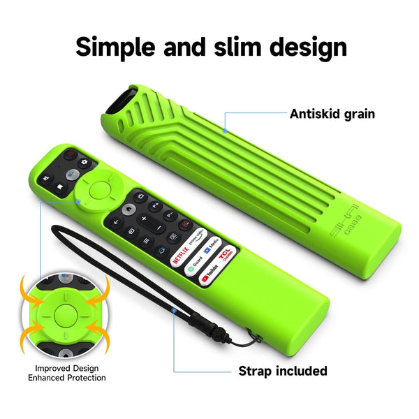 Planet Gates Black Silicon Remote Case for TCL TV Remote Control RC902V FMR1 Google Android Smart QLED Voice TV Protective Cover Environmentally