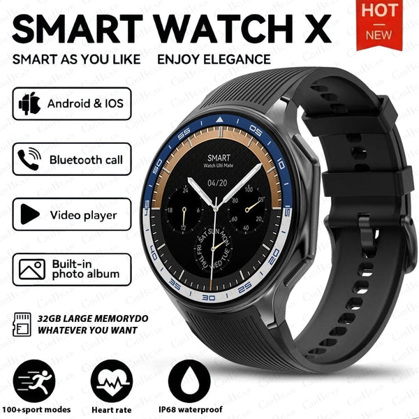 Planet Gates Black silicone belt New For OPPO Watch X Smart Watch Men Sports & Fitness Bracelet 32Gb Large Memory TWS Headphones Music Player BT Call Smartwatch