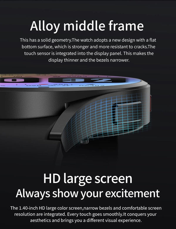 Planet Gates Black Silicone Smart Watch 1.4 inch HD Screen Smartwatch GPS track tracking Heart rate Body Temperature Smart Watch For Samsung Galaxy 2024 New