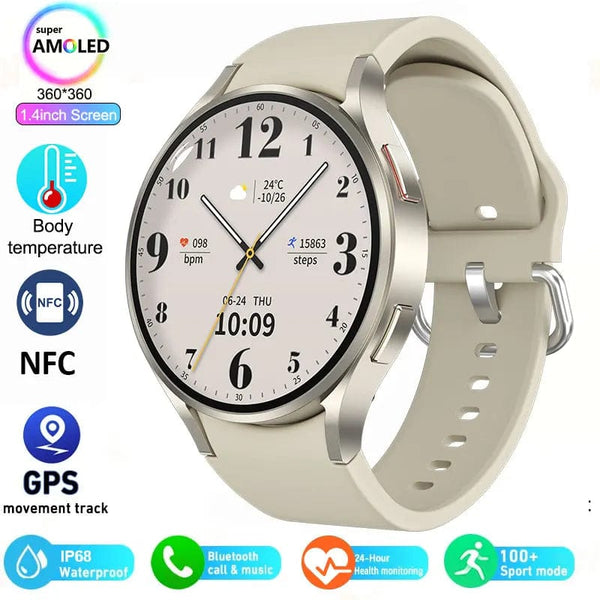Planet Gates Black Silicone Smart Watch 1.4 inch HD Screen Smartwatch GPS track tracking Heart rate Body Temperature Smart Watch For Samsung Galaxy 2024 New