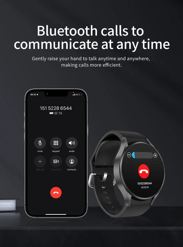 Planet Gates Black Silicone Smart Watch 1.4 inch HD Screen Smartwatch GPS track tracking Heart rate Body Temperature Smart Watch For Samsung Galaxy 2024 New