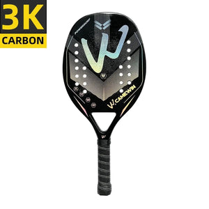 Planet Gates black silver Racket Beach Tennis Camewin 3K Holographic Full Carbon Fiber Frame Feminino Masculina Kit Rude Surface Treatment Beginner