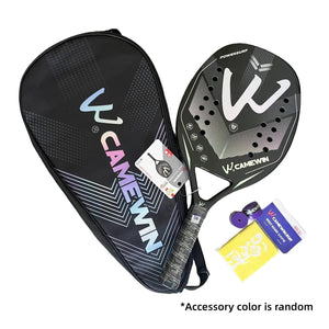 Planet Gates black silver Racket Beach Tennis Camewin 3K Holographic Full Carbon Fiber Frame Feminino Masculina Kit Rude Surface Treatment Beginner