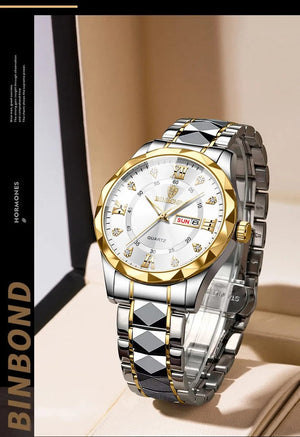 Planet Gates Black Silver Zhen BINBOND Top Brand Luxury Fashion Watch Men Waterproof Week Date Clock Sport Watch Men Quartz Wristwatch Relogio Masculino B2521