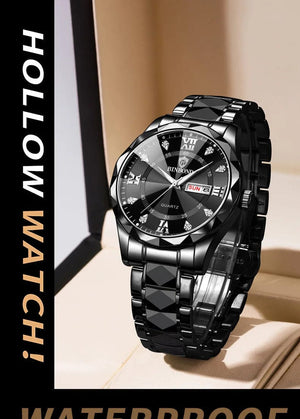 Planet Gates Black Silver Zhen BINBOND Top Brand Luxury Fashion Watch Men Waterproof Week Date Clock Sport Watch Men Quartz Wristwatch Relogio Masculino B2521