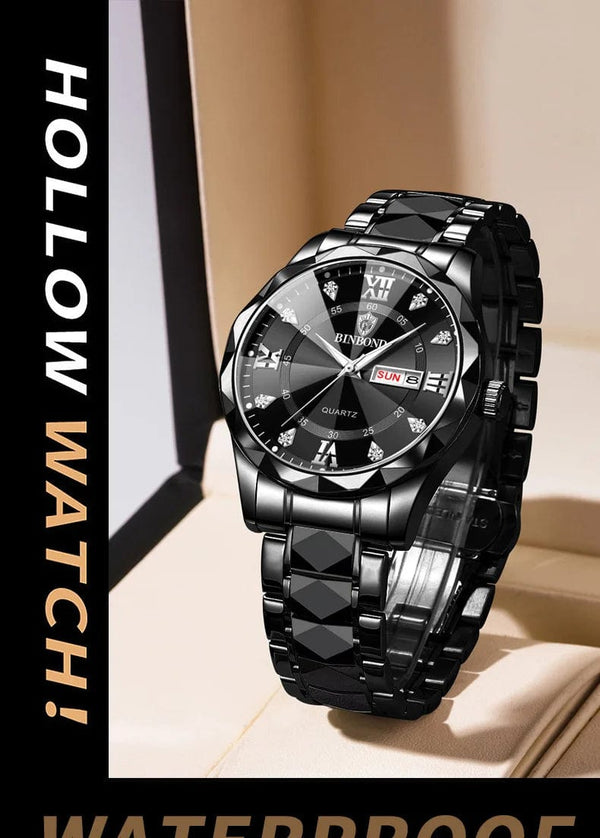 Planet Gates Black Silver Zhen BINBOND Top Brand Luxury Fashion Watch Men Waterproof Week Date Clock Sport Watch Men Quartz Wristwatch Relogio Masculino B2521