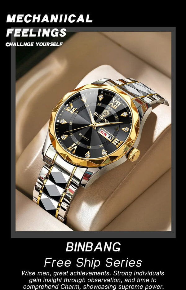 Planet Gates Black Silver Zhen BINBOND Top Brand Luxury Fashion Watch Men Waterproof Week Date Clock Sport Watch Men Quartz Wristwatch Relogio Masculino B2521