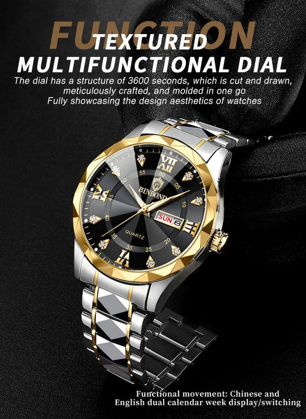 Planet Gates Black Silver Zhen BINBOND Top Brand Luxury Fashion Watch Men Waterproof Week Date Clock Sport Watch Men Quartz Wristwatch Relogio Masculino B2521