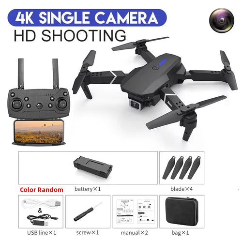 Planet Gates Black-Single C-1B KBDFA 2023 New E88 Pro WIFI FPV Drone Wide Angle HD 4K 1080P Camera Height Hold RC Foldable Quadcopter Dron Helicopter Toys Gift