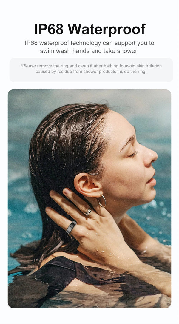 Planet Gates black / Size 8 COLMI R02 Smart Ring Military Grade Titanium Steel Shell Health Monitoring IP68 & 3ATM Waterproof Multi-sport Modes