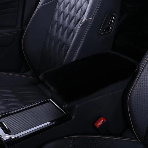 Planet Gates Black Soft Furry Plush Polyester Armrest Box Pad Cover, Center Console Box Armrest Pad Cushion Universal Women Car Accessories