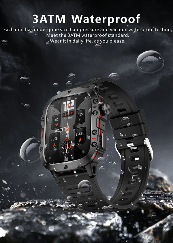 Planet Gates Black-Steel-B-2A / Outdoor Sports Watch 2024 New Rugged Military GPS Smart Watch Men AMOLED HD Screen Heart Rate Bluetooth Call Waterproof Outdoor SmartWatch For Xiaomi