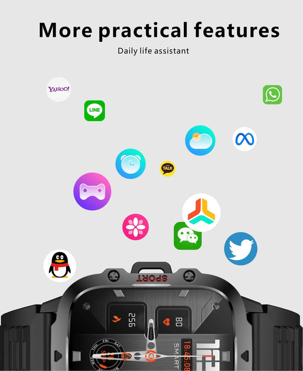 Planet Gates Black-Steel-B-2A / Outdoor Sports Watch 2024 New Rugged Military GPS Smart Watch Men AMOLED HD Screen Heart Rate Bluetooth Call Waterproof Outdoor SmartWatch For Xiaomi