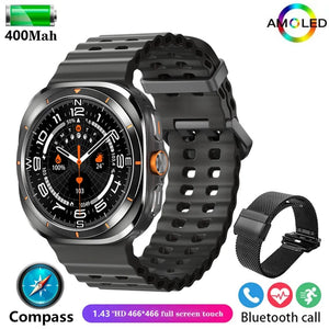 Planet Gates Black steel strip A / Galaxy Watch Ultra 2024 New For Samsung Galaxy Watch 7 Classic Smart Watch Men women Custom Dial HD AMOLED Voice Call GPS NFC Tracker Sport Watches