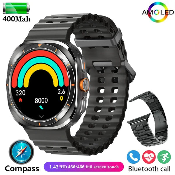 Planet Gates Black steel strip A / Galaxy Watch Ultra 2024 New For Samsung Galaxy Watch 7 Classic Smart Watch Men women Custom Dial HD AMOLED Voice Call GPS NFC Tracker Sport Watches