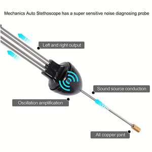 Planet Gates Black Super-Sensitive Automotive Engine Diagnostic Tool: Mechanic's Stethoscope for Cars, Trucks & Motorcycles!