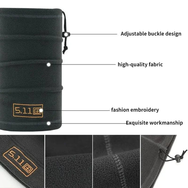 Planet Gates Black Tactical Military Fleece Hat&Scarf Set Thermal Head Cover Winter Warm Balaclava Face Mask Sports Cycling Bonnet Neck Protector