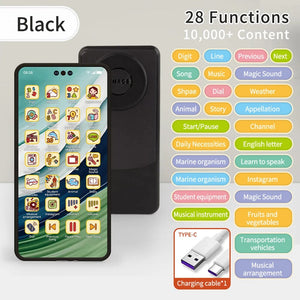 Planet Gates black Toy Cell Phone Educational Toys Cellphone Baby Kid Educational Toy Phone Mobile Phone Model Toy for Children Birthday Xmas Gift