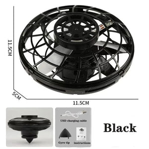 Planet Gates Black UFO Fingertip Gyroscope Sensing Toy, Fun Floating Luminous Gyroscope Stress Reducing Toy Children's Birthday Toy Gift