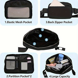 Planet Gates Black / Unisex Black Unisex Mini Belt Bag With Adjustable Strap Small Fanny Pack For Workout Running Traveling Hiking, Holiday Gifts