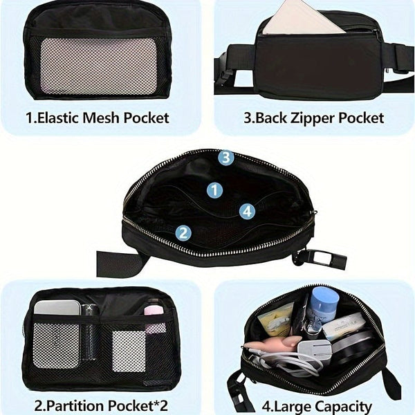 Planet Gates Black / Unisex Black Unisex Mini Belt Bag With Adjustable Strap Small Fanny Pack For Workout Running Traveling Hiking, Holiday Gifts