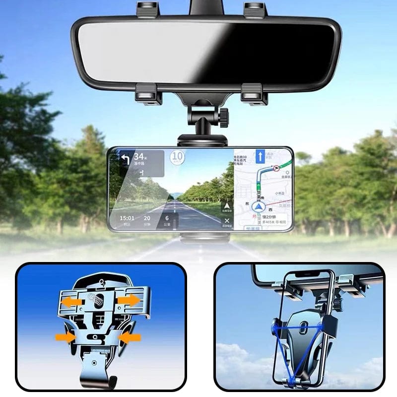 Planet Gates Black Universal 360 Rotatable Car Rearview Mirror Mount Stand Holder Stand Cradle For Cell Phone GPS Car Rear View Mirror Bracket