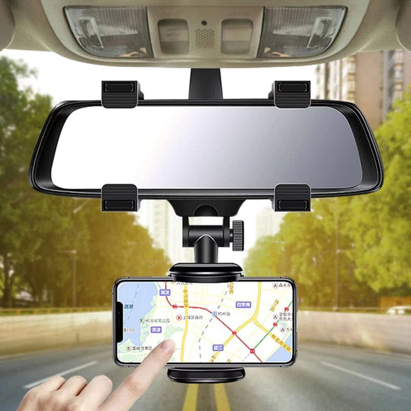 Planet Gates Black Universal 360 Rotatable Car Rearview Mirror Mount Stand Holder Stand Cradle For Cell Phone GPS Car Rear View Mirror Bracket