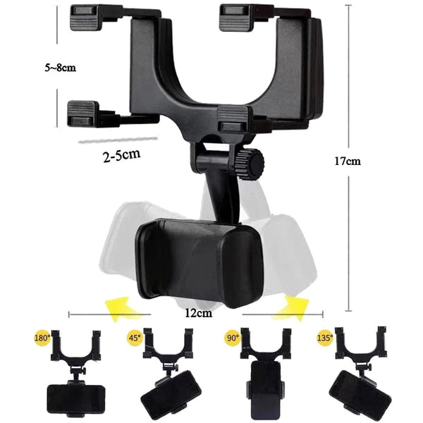 Planet Gates Black Universal 360 Rotatable Car Rearview Mirror Mount Stand Holder Stand Cradle For Cell Phone GPS Car Rear View Mirror Bracket