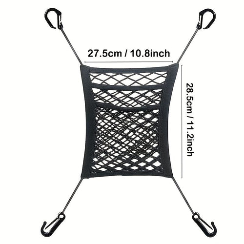 Planet Gates Black Universal Car Net Pocket Between Seats 3-Layer Car Mesh Organizer Car Seat Back Elastic Tidying Mesh Net Bag Car Net Barrier For Backseat Dogs