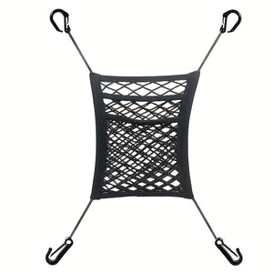 Planet Gates Black Universal Car Net Pocket Between Seats 3-Layer Car Mesh Organizer Car Seat Back Elastic Tidying Mesh Net Bag Car Net Barrier For Backseat Dogs