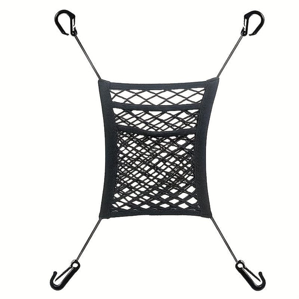 Planet Gates Black Universal Car Net Pocket Between Seats 3-Layer Car Mesh Organizer Car Seat Back Elastic Tidying Mesh Net Bag Car Net Barrier For Backseat Dogs