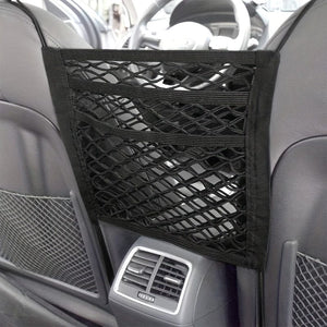 Planet Gates Black Universal Car Net Pocket Between Seats 3-Layer Car Mesh Organizer Car Seat Back Elastic Tidying Mesh Net Bag Car Net Barrier For Backseat Dogs