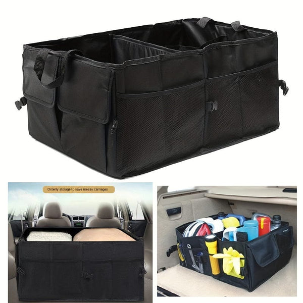 Planet Gates Black Universal Car Trunk Storage Bag, Oxford Cloth Thickened Storage Organizer, Front Seat Or Rear Seat Car Interior, Auto Grocery Storage Box
