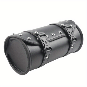 Planet Gates Black Universal Motorcycle Handlebar Bag Durable Waterproof Leather Saddlebags Large Capacity Storage Pocket Tools Holder Bag