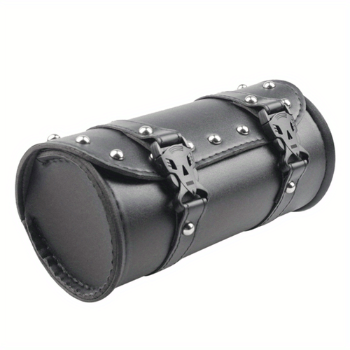 Planet Gates Black Universal Motorcycle Handlebar Bag Durable Waterproof Leather Saddlebags Large Capacity Storage Pocket Tools Holder Bag