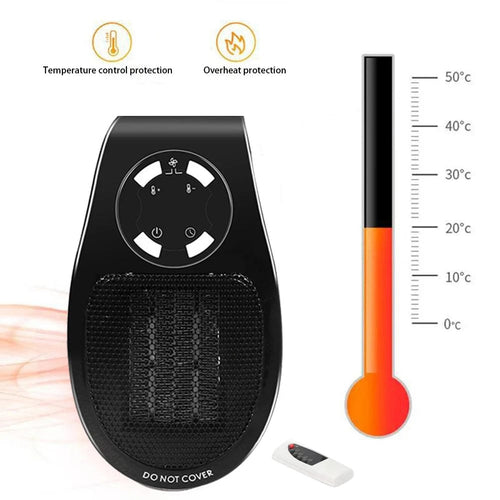 Planet Gates Black / US plug / CHINA LED Display Electric Heater Wall-Outlet Mini Electric Air Heater Powerful Warm Blower Fast Heater Fan Stove Radiator Room Warmer