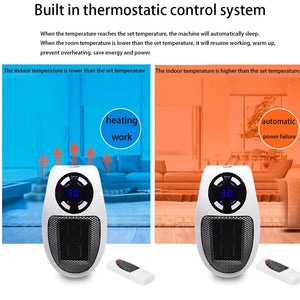 Planet Gates Black / US plug / CHINA LED Display Electric Heater Wall-Outlet Mini Electric Air Heater Powerful Warm Blower Fast Heater Fan Stove Radiator Room Warmer