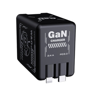 Planet Gates Black-US Plug W&O GaN Fast Charging 20W Cable Type C and Lightning Liquid Silicone Cable for iPhone 14 15 Pro Max Xiaomi Realme Redmi ﻿