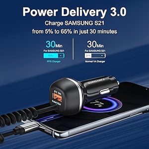 Planet Gates Black USB C 51W Super Fast Car Charger