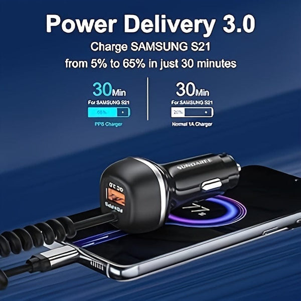Planet Gates Black USB C 51W Super Fast Car Charger