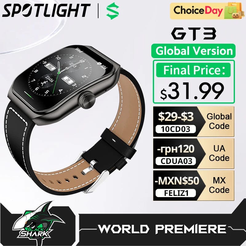 Planet Gates Black / uzbekistan Black Shark Watch GT3 Global Version 24H Health Monitoring 1.96'' Curved Display 10 Days Battery Life 100+ Sport Modes IP68