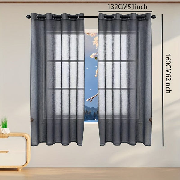Planet Gates Black / W129.54cm*H157.48cm 1pc Elegant White Window Sheer Curtain for Living Room and Bedroom - Soft and Stylish Home Decor