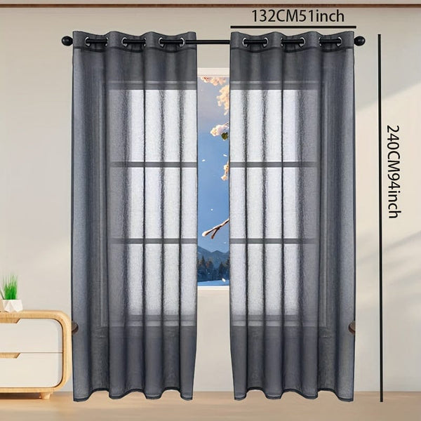 Planet Gates Black / W129.54cm*H238.76cm 1pc Elegant White Window Sheer Curtain for Living Room and Bedroom - Soft and Stylish Home Decor