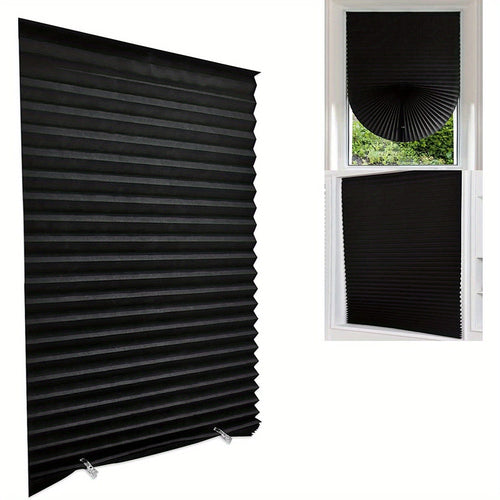 Planet Gates Black / W59.99cm*H149.99cm 1pc Easy Up and Down Blackout Pleated Curtains for Home Decor - Temporary Curtains with No Tools Needed - Perfect for Car, Bedroom, and Living Room - Blocks Out Light and Provides Privacy